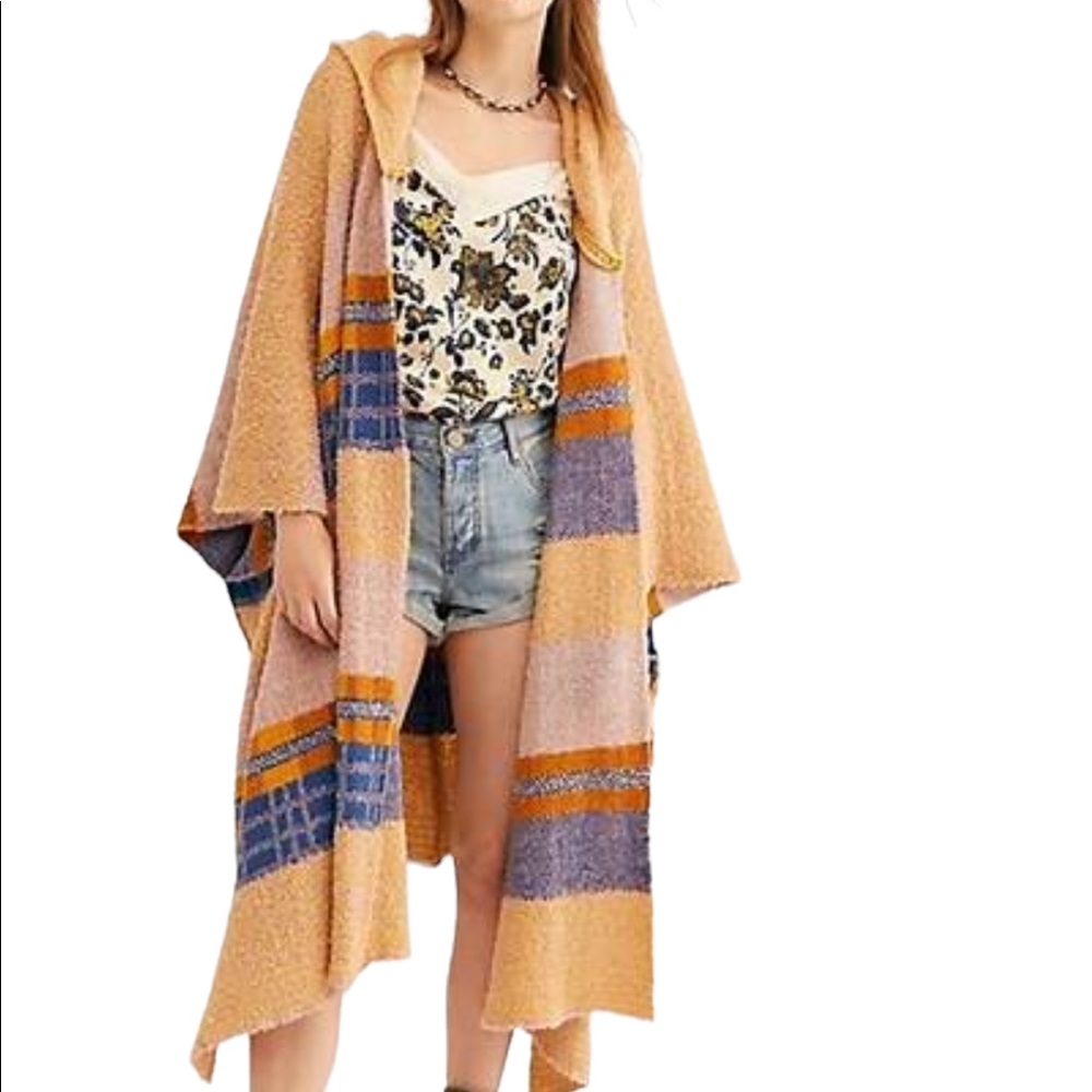 Free People Mercer Kimono Tan One Size